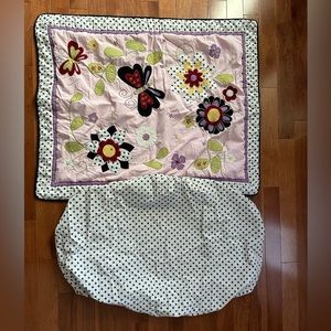 Enchanting Butterfly and Floral Crib Blanket and Polka-Dot Fitted Sheet Set